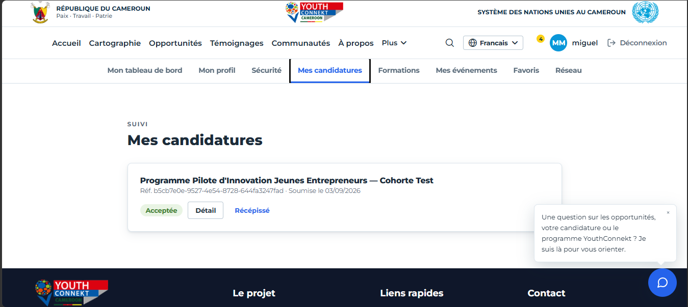 Page Mes candidatures