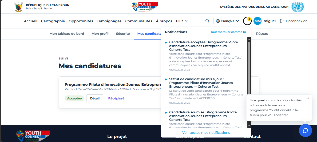 Exemple de notification d'acceptation