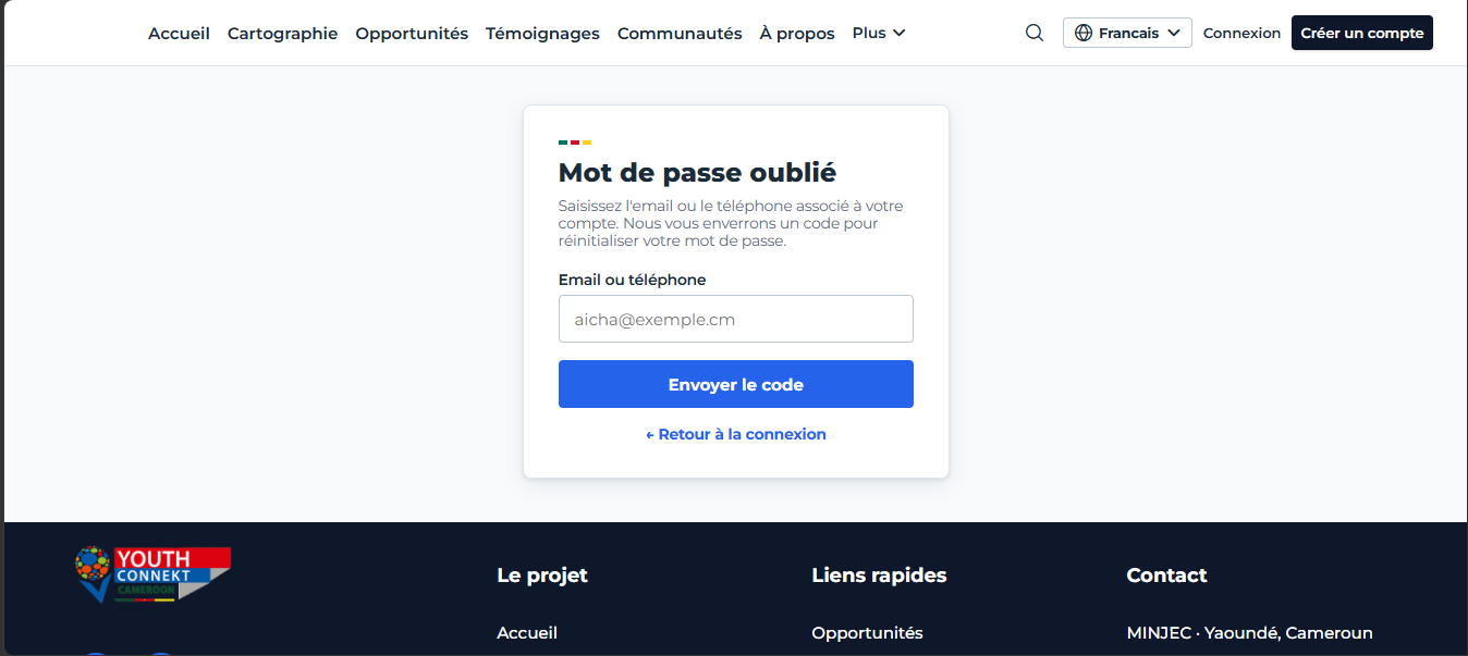 Formulaire Mot de passe oublié