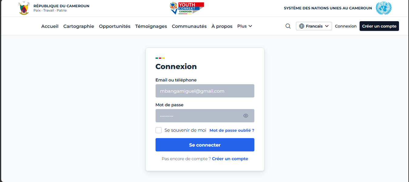 Page de connexion