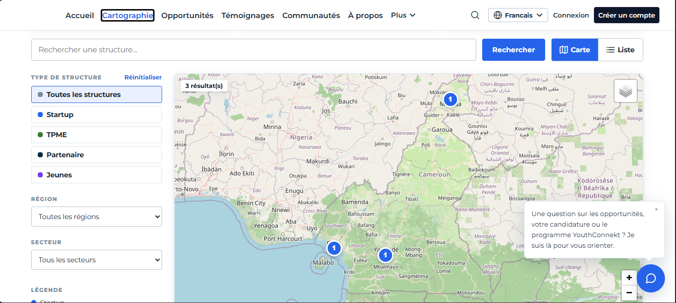Filtres et carte interactive