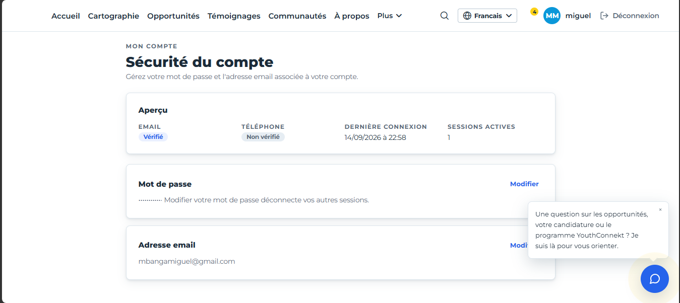 Sécurité du compte