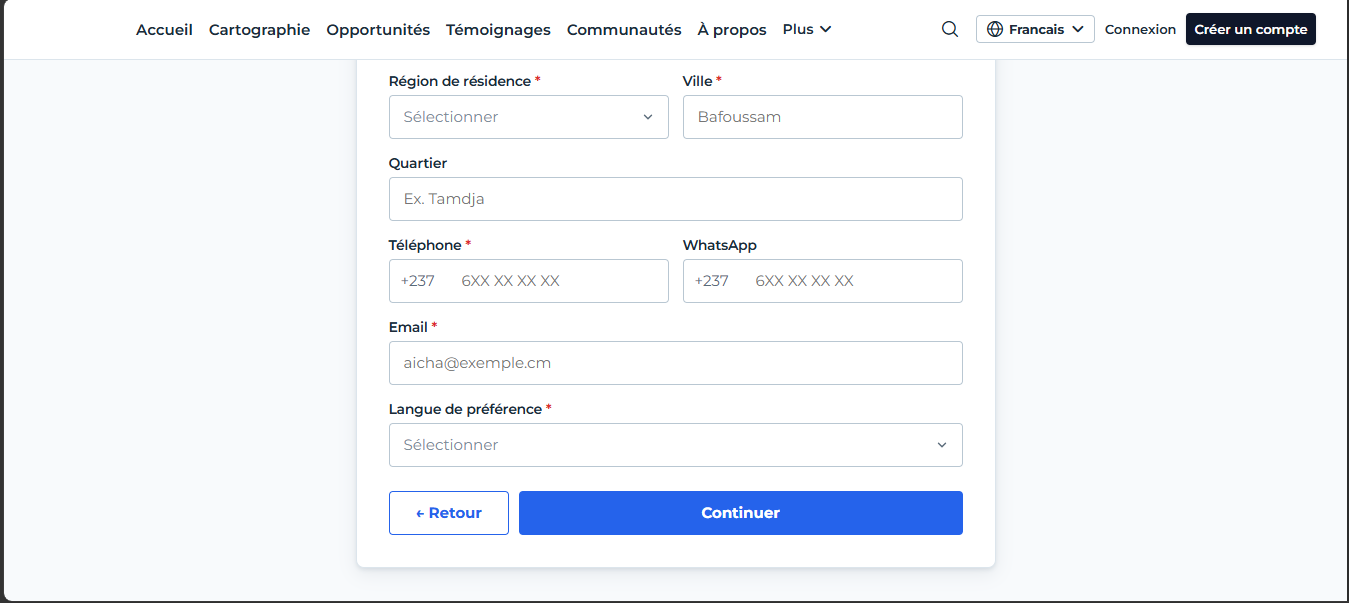 Formulaire identité et contact