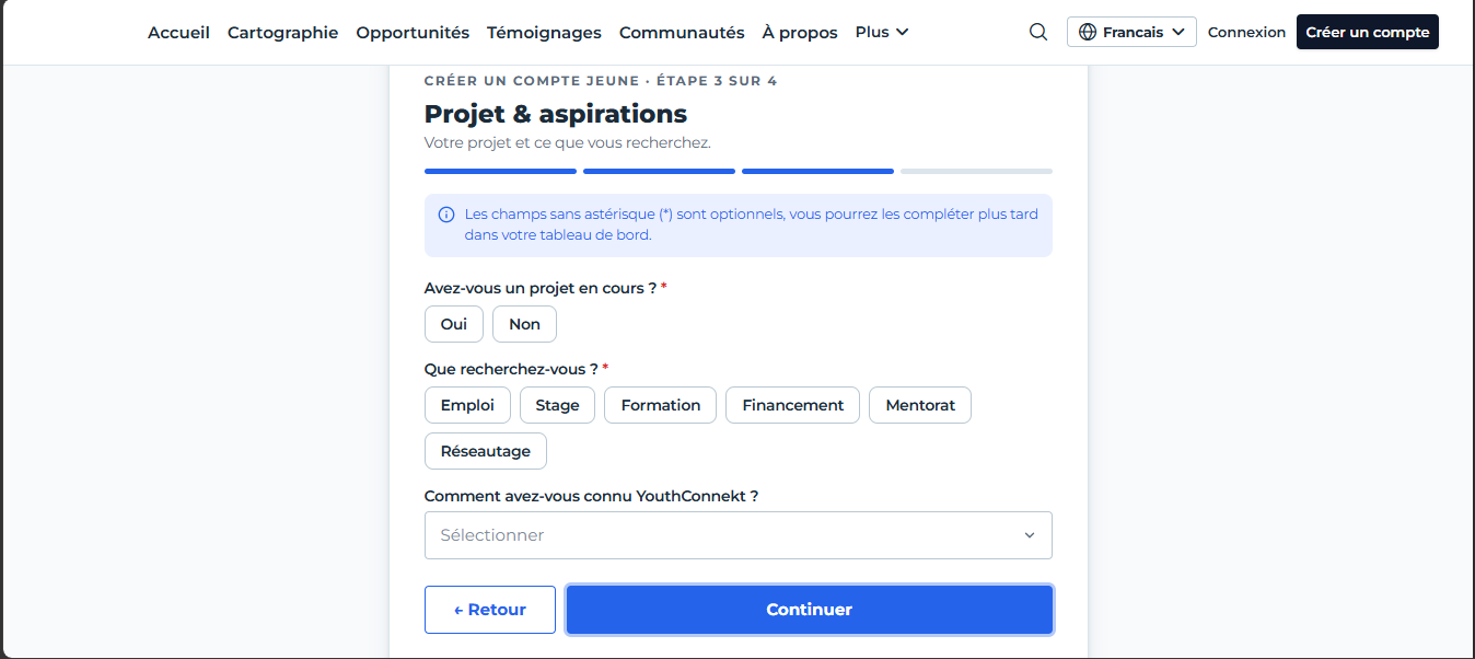Formulaire projet et aspirations